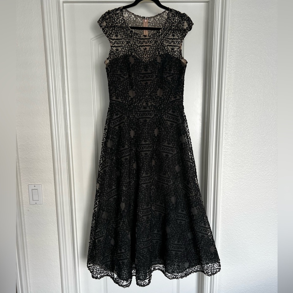BHLDN Black Lace Tea-Length Midi Dress